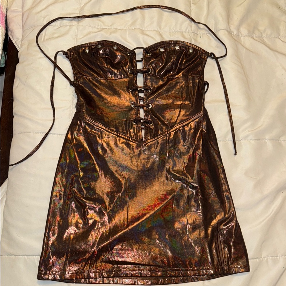 Fashion Nova Brown Bustier Bodycon Dress